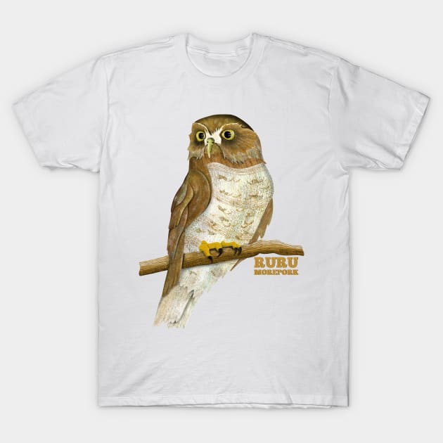 Morepork Ruru NZ Owl T-Shirt by mailboxdisco